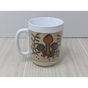 Thermo Serv Plastic Mug Mushroom Design Made in USA vintage